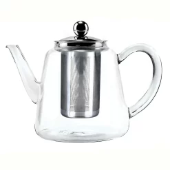 Tao Tea Leaf Glass Tea Pot With Stainless Steel Infuser, Loose Leaf, 800mL, Tall