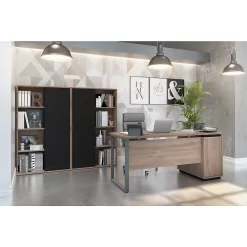 Bestar Aquarius 3-Piece Computer Desk And Two Bookcases - Rustic Brown & Graphite -Professional Office Supply Store 05dd2686a154956b9f8282aabdf38ea21ddce016 square2981630 7