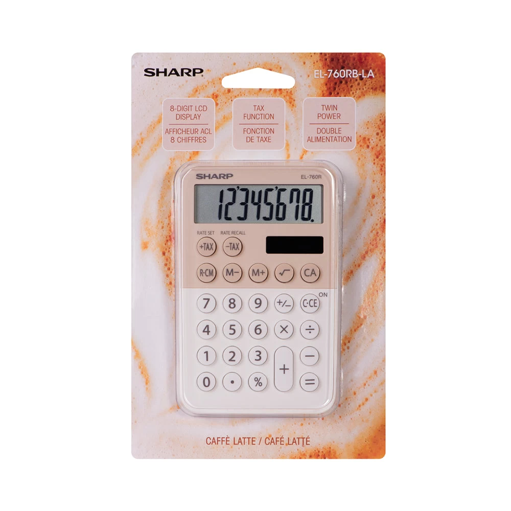 Sharp EL760RBLA Twin Power XL 8-Digit Display Compact Calculator - Latte 4 Sharp EL760RBLA Twin Power XL 8-Digit Display Compact Calculator - Latte - Image 4