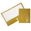 JAM Paper Glossy 2 Pocket 3 Hole Punched Folders, Gold, 50 Pack