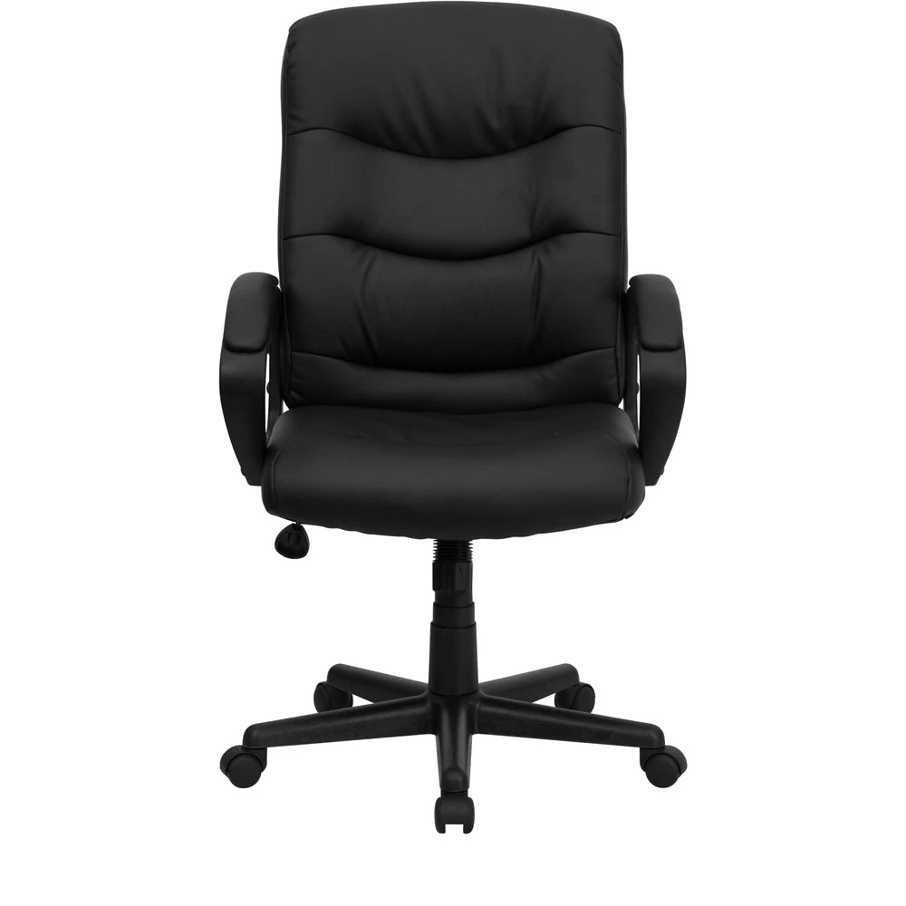 Flash Furniture Mid-Back Black Leather Executive Swivel Chair With Three Line Horizontal Stitch Back & Arms 1 Flash Furniture Mid-Back Black Leather Executive Swivel Chair With Three Line Horizontal Stitch Back & Arms
