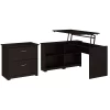 Bush Furniture Cabot 52"W Sit To Stand Corner Bookshelf Desk With File Cabinet, Espresso Oak (CAB056EPO)