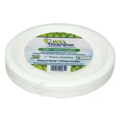 Eco Guardian Compostable Bagasse Plates, Retail Packaging, 7", 480 Pack (EG-N-A011-S20)