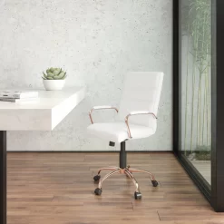 Flash Furniture Mid-Back Leather Executive Swivel Chair With Rose Gold Frame & Arms - White -Professional Office Supply Store 0fa3d36ae335e9de010e95134e7b301c4f1c212b square2905336 7