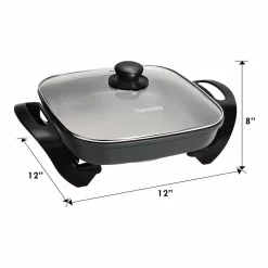 Kenmore Non-Stick Electric Skillet With Glass Lid - 12" X 12" - Black And Grey -Professional Office Supply Store 128eba1ff91fe6d9b4b1453b86ff418af0a46b0b square3038884 5