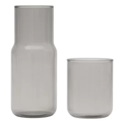 Gry Mattr Glass Carafe Set - 800ml Carafe And 280ml Cup - Black