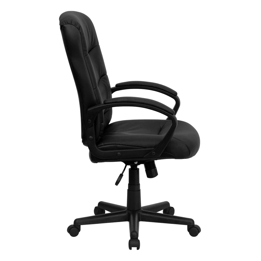 Flash Furniture Mid-Back Black Leather Executive Swivel Chair With Three Line Horizontal Stitch Back & Arms 3 Flash Furniture Mid-Back Black Leather Executive Swivel Chair With Three Line Horizontal Stitch Back & Arms - Image 3