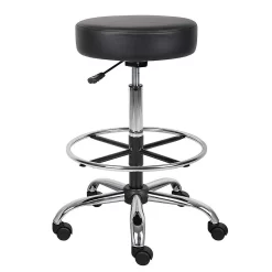 Nicer Furniture Caressoft Medical/Drafting Stool Black With Footring, Adjustable Height