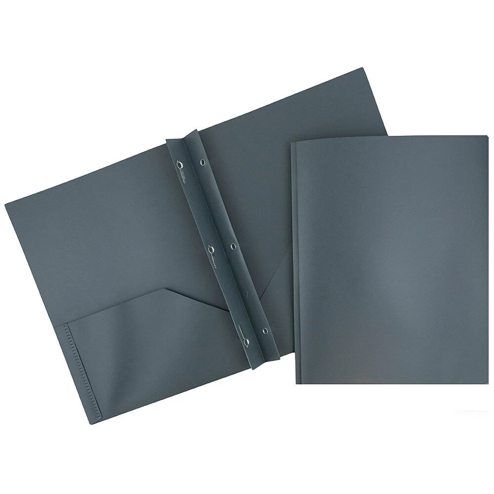JAM Paper Plastic POP 2-Pocket Clasp School Folder With Prong Clip Fasteners, Grey, 12 Pack 1 JAM Paper Plastic POP 2-Pocket Clasp School Folder With Prong Clip Fasteners, Grey, 12 Pack
