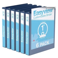 Davis Group Easyview Premium Binder - Round Ring - Customizable - 1" - Royal Blue - 6 Pack