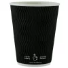 Tannex Double Wall Ripple Paper Coffee Cup, 12oz/360ml, Black, 500 Pack
