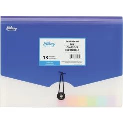 Hilroy 13 Pocket Expanding File, Elastic Closure, Letter Size, Assorted Colours