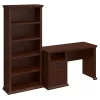 Bush Yorktown Single Pedestal Desk And Bookcase, Antique Cherry
