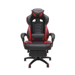 RESPAWN 110 Racing Style Reclining Ergonomic Leather Gaming Chair With Footrest - Red