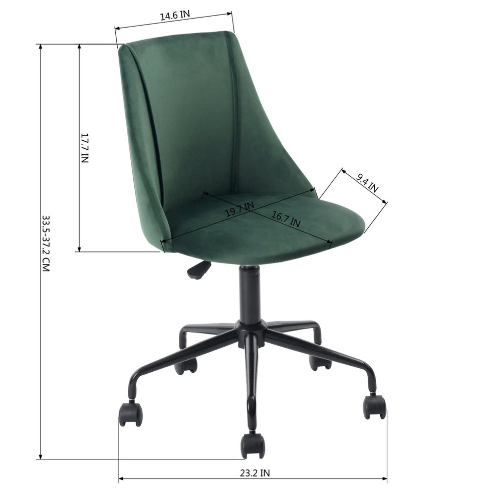 FurnitureR Cian Velvet Upholstered Task Chair - Green 7 FurnitureR Cian Velvet Upholstered Task Chair - Green - Image 7