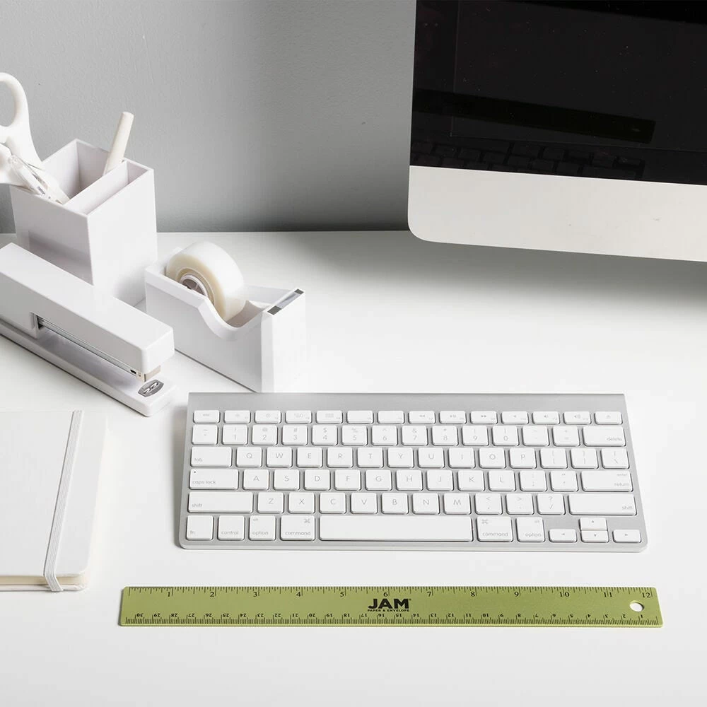 JAM Paper Stainless Steel Ruler With Non-Skid Backing - 12" - Lime Green - 12 Pack 5 JAM Paper Stainless Steel Ruler With Non-Skid Backing - 12" - Lime Green - 12 Pack - Image 5
