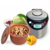 Vitaclay Smart Organic Multicooker With High-Fired Clay Pot, Oval 8 Cup, 4 Qt, Black & Stainless Steel