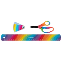 Fiskars 3-Piece Kids Deco Set - 5" Scissors - Ruler - Sharpener