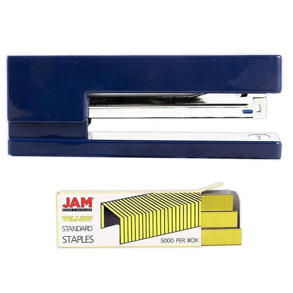 JAM Paper Office & Desk Sets, Stapler Pack Of Staples, Navy And Yellow (3375NBYE) 1 JAM Paper Office & Desk Sets, Stapler Pack Of Staples, Navy And Yellow (3375NBYE)