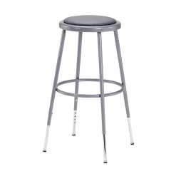 NPS Heavy Duty Vinyl Padded Round Adjustable Stool, 25"-33", Grey (6424H)