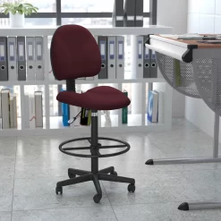 Flash Furniture Burgundy Fabric Drafting Chair (Cylinders: 22.5"-27"H Or 26"-30.5"H) -Professional Office Supply Store 3fd1fafde3edaa468b1287aaad887446512ccc32 square200853 7