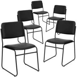 Flash Furniture HERCULES Series High Density Black Vinyl Stacking Chair With Sled Base