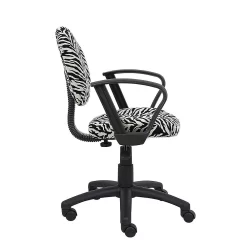 Nicer Furniture Perfect Posture Deluxe Microfiber Task Chair With Loop Arms, Zebra