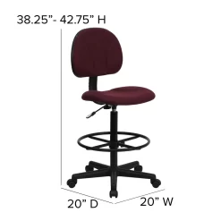 Flash Furniture Burgundy Fabric Drafting Chair (Cylinders: 22.5"-27"H Or 26"-30.5"H) -Professional Office Supply Store 434b4a25de8c8ea80456a8ef30ec9a633334557e square200853 8