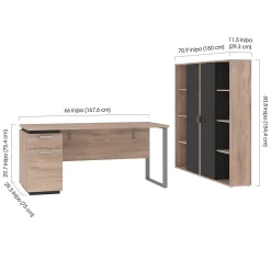 Bestar Aquarius 3-Piece Computer Desk And Two Bookcases - Rustic Brown & Graphite -Professional Office Supply Store 4477b1d52563c415489bd731165c2269b7d3f232 square2981630 5