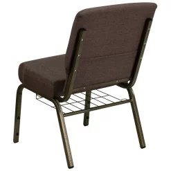 Flash Furniture HERCULES Series 21"W Church Chair In Brown Fabric With Cup Book Rack - Gold Vein Frame -Professional Office Supply Store 44ae4072edc517809274b0bf391378583d2026b6 square200997 4