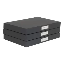 Bigso Box Of Sweden Sven Hinged Letter Boxes - Dark Grey - 3 Pack