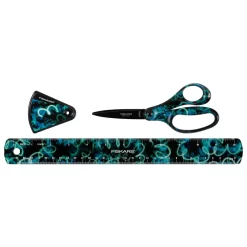 Fiskars 3-Piece Student Deco Set - 7" Scissors - Ruler - Sharpener
