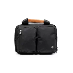 PKG Simcoe Hanging Toiletry Bag With Recycled Fabric - Black/Tan