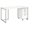 Office By Kathy Ireland Method 60W Table Desk With 3 Drawer Mobile File Cabinet, White (MTH001WHSU)