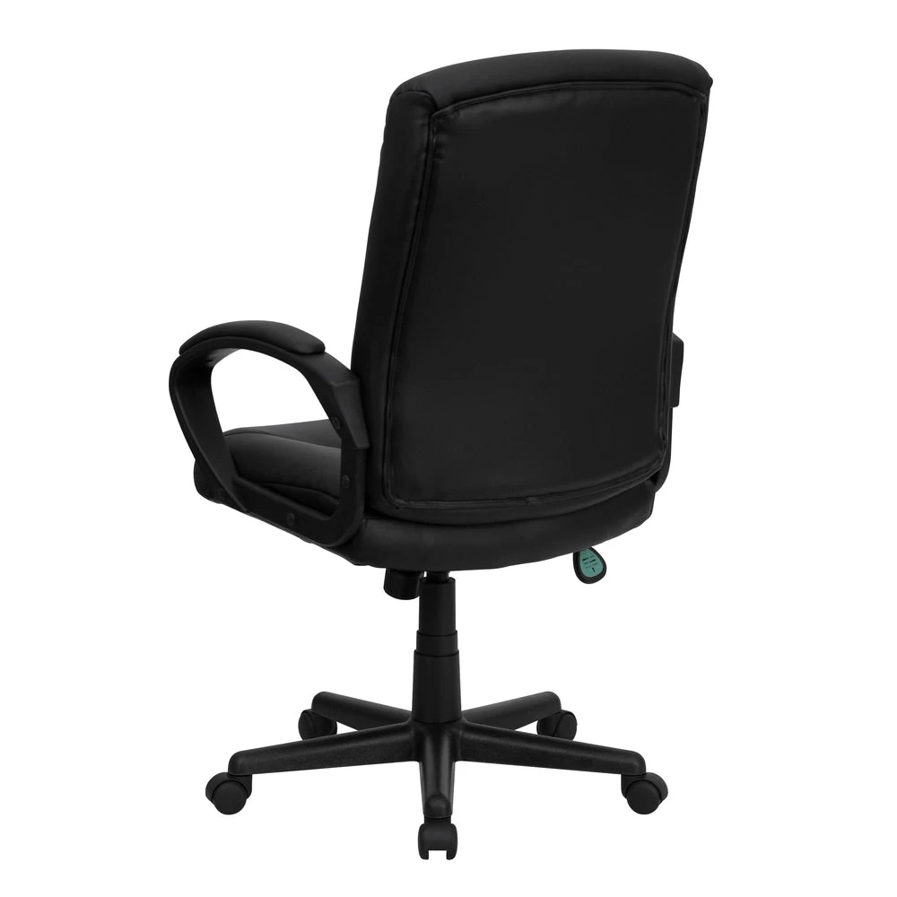 Flash Furniture Mid-Back Black Leather Executive Swivel Chair With Three Line Horizontal Stitch Back & Arms 4 Flash Furniture Mid-Back Black Leather Executive Swivel Chair With Three Line Horizontal Stitch Back & Arms - Image 4