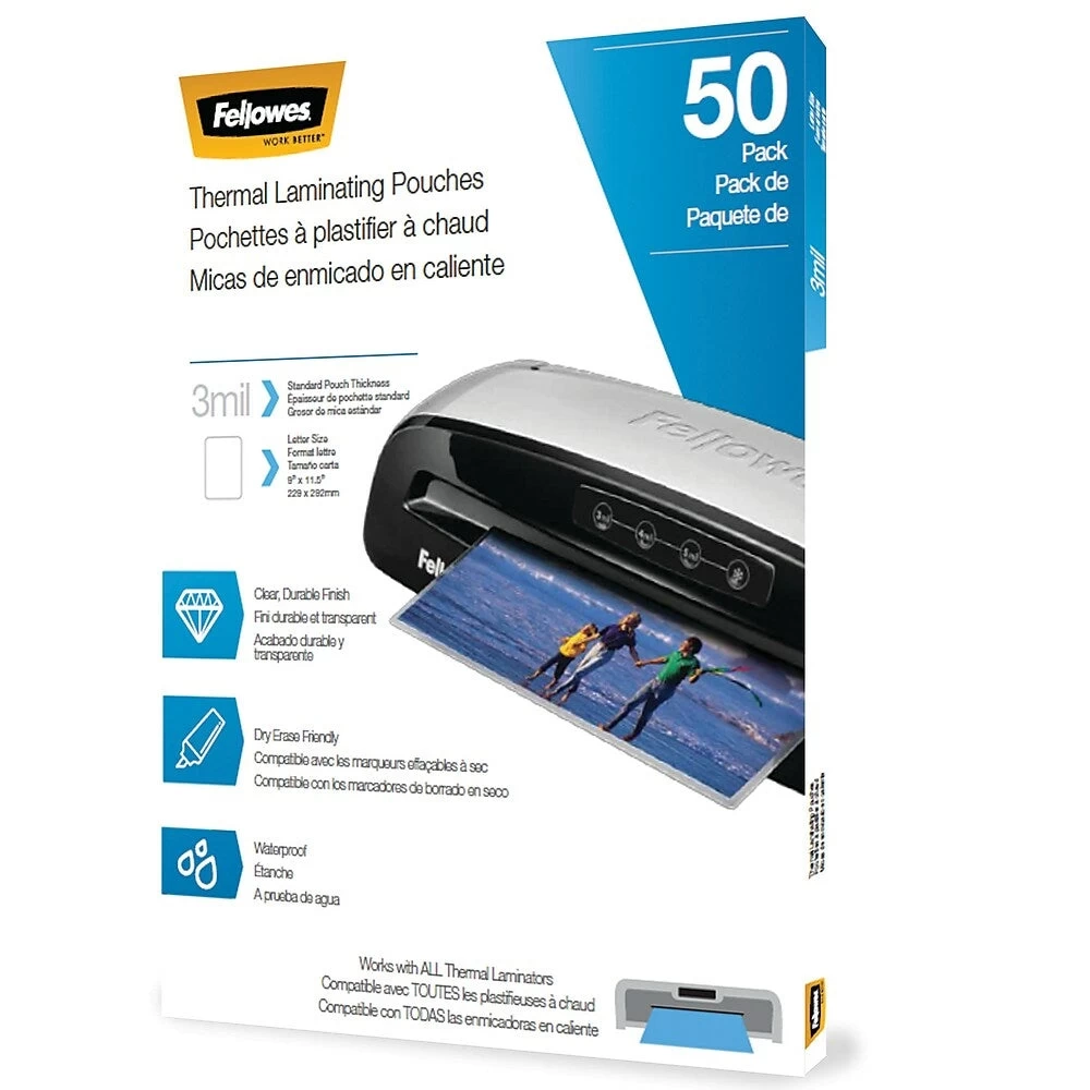 Fellowes Thermal Laminating Pouches, Letter, 3 Mil, 50 Pack 1 Fellowes Thermal Laminating Pouches, Letter, 3 Mil, 50 Pack