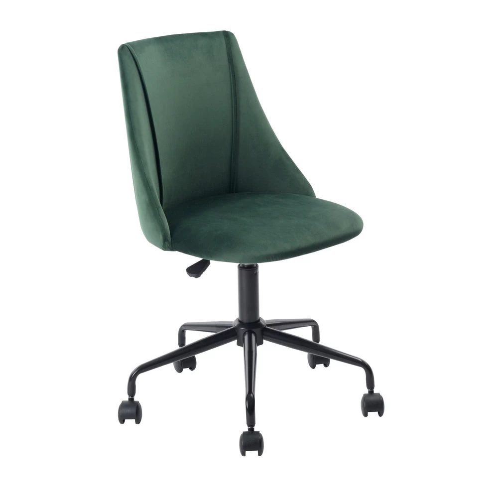 FurnitureR Cian Velvet Upholstered Task Chair - Green 2 FurnitureR Cian Velvet Upholstered Task Chair - Green - Image 2