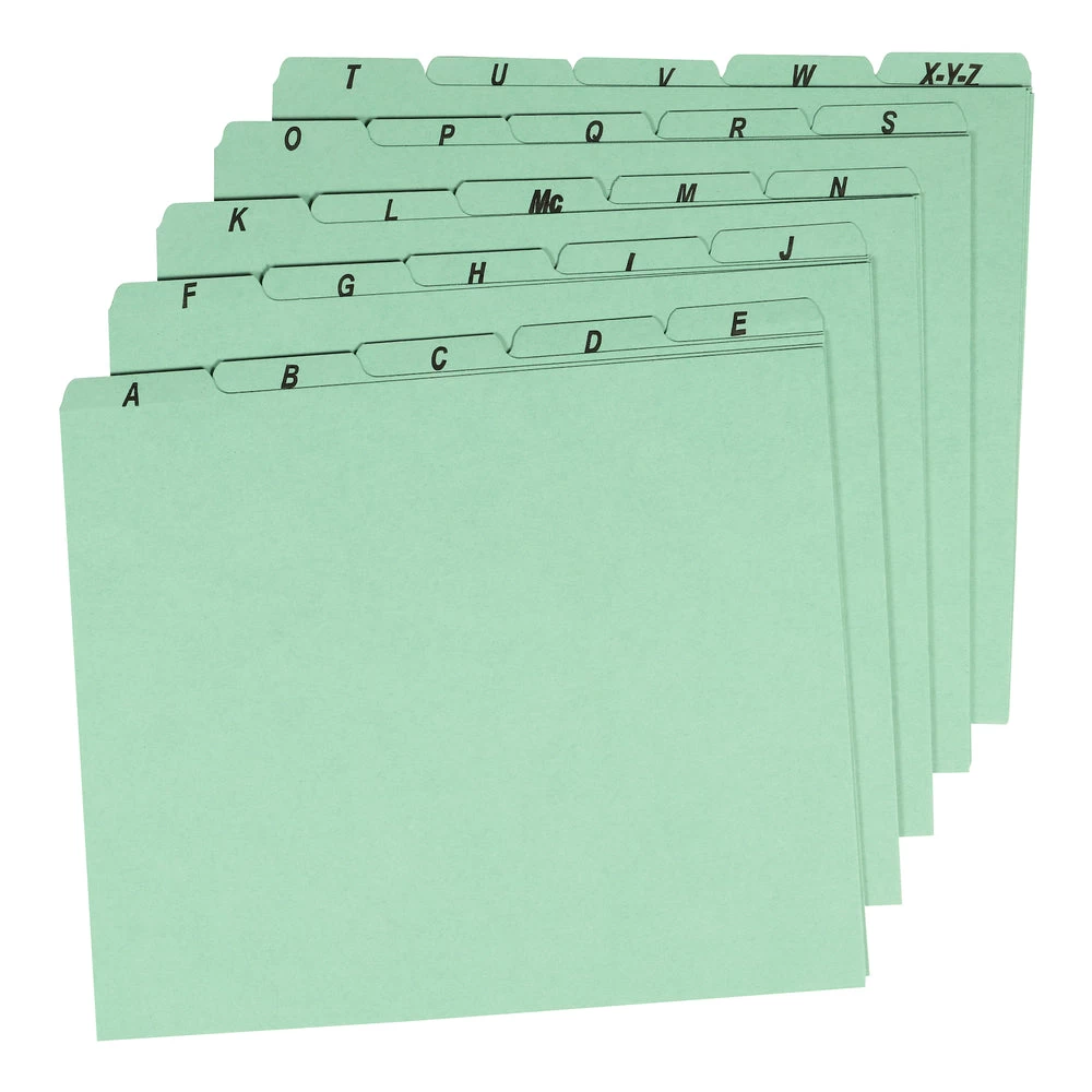 Pendaflex Heavyweight Green Alphabetic File Guides - Letter Size - 25 Pack 1 Pendaflex Heavyweight Green Alphabetic File Guides - Letter Size - 25 Pack