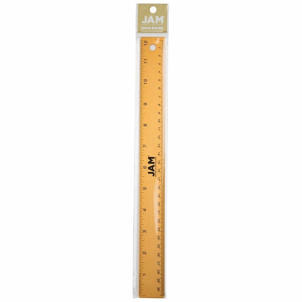 JAM Paper Stainless Steel Ruler With Non-Skid Backing - 12" - Gold - 12 Pack 2 JAM Paper Stainless Steel Ruler With Non-Skid Backing - 12" - Gold - 12 Pack - Image 2