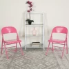 Flash Furniture HERCULES ColourBURST Series Bubblegum Pink Triple Braced & Double-Hinged Metal Folding Chair