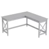 Safdie & Co. 57"W L-Shaped Computer Desk - Light Grey