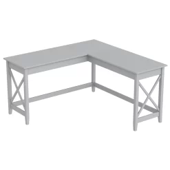 Safdie & Co. 57"W L-Shaped Computer Desk - Light Grey