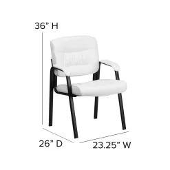 Flash Furniture Leather Executive Side Reception Chair With Black Metal Frame - White -Professional Office Supply Store 623e94337483714594232987c55e7bef59aab6ea square257500 8