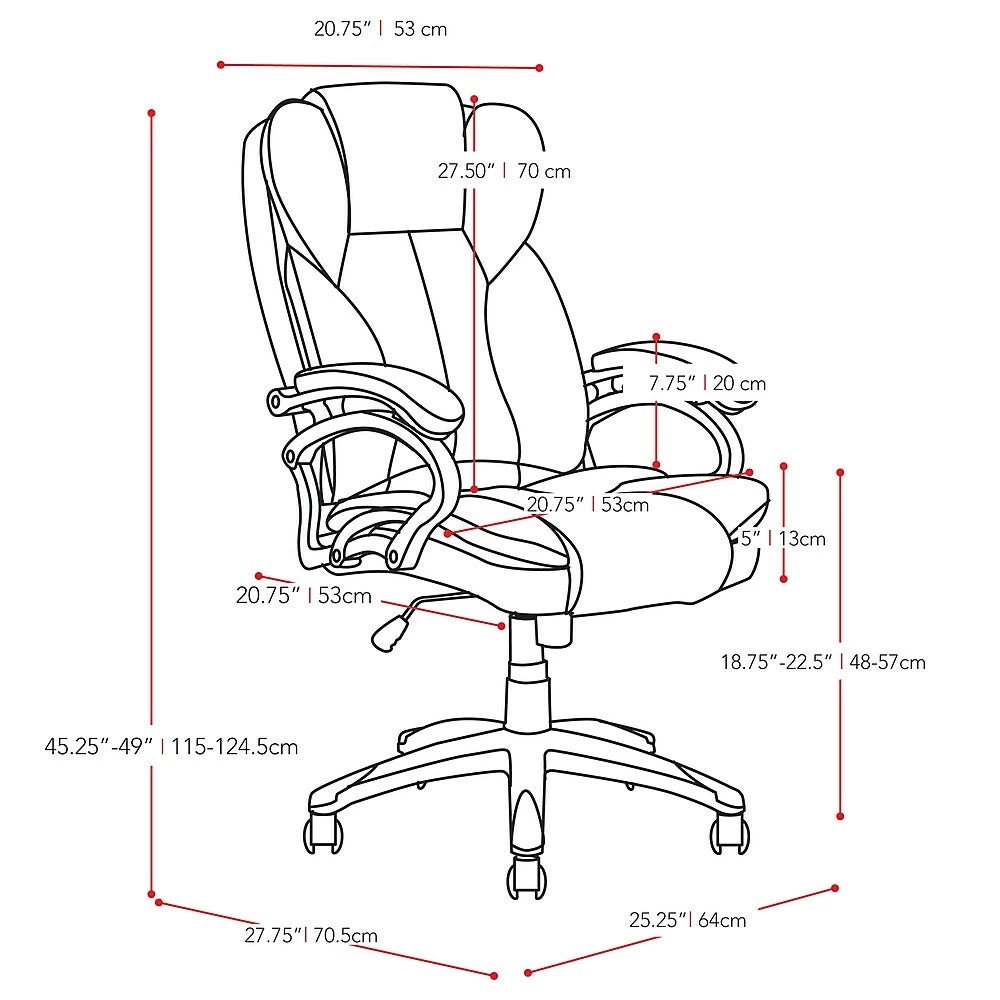 CorLiving LOF-458-O Brick Red Leatherette Executive Office Chair 5 CorLiving LOF-458-O Brick Red Leatherette Executive Office Chair - Image 5