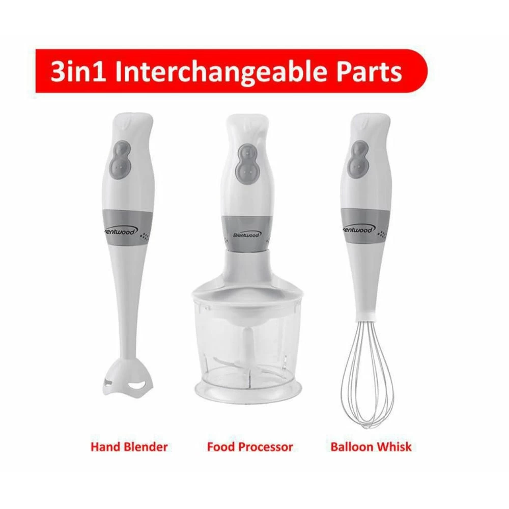 Brentwood Hand Blender & Food Processor With Balloon Whisk - White 2 Brentwood Hand Blender & Food Processor With Balloon Whisk - White - Image 2