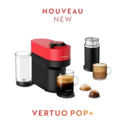 Nespresso Vertuo Pop+ Coffee Pod Machine By Breville With Aeroccino - Spicy Red
