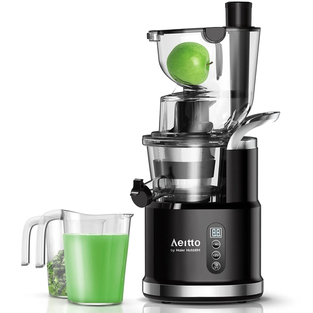 Aeitto Slow Masticating Juicer With 3.2" Wide Chute - Black 2 Aeitto Slow Masticating Juicer With 3.2" Wide Chute - Black - Image 2
