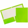 JAM Paper 2 Pocket Laminated Glossy Presentation Folders, Lime Green, 25 Pack