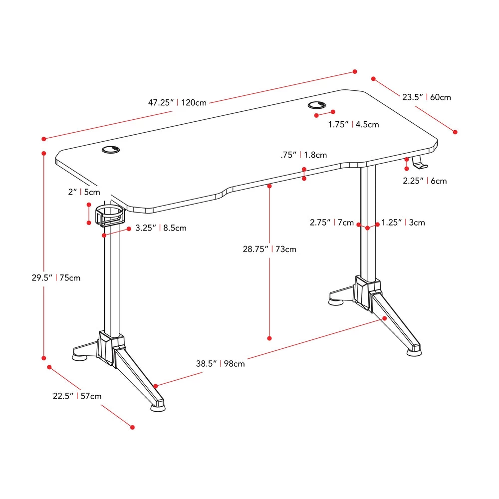 CorLiving Conqueror Gaming Desk - Black And Red 9 CorLiving Conqueror Gaming Desk - Black And Red - Image 9