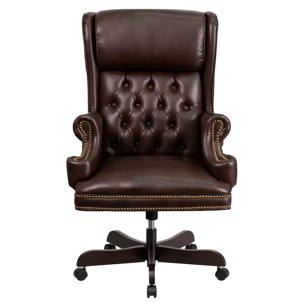 Flash Furniture High Back Traditional Tufted Brown Leather Executive Ergonomic Office Chair 1 Flash Furniture High Back Traditional Tufted Brown Leather Executive Ergonomic Office Chair